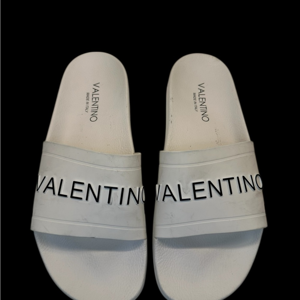 Valentino Men's White Slides with Black Logo Strap. EU44/US 11 - Picture 3 of 8